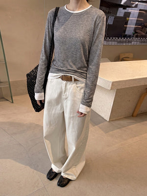 Korean Style Faux Two-piece Knitwear