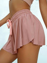 Layered-look Pocket Drawstring Exercise And Fitness Yoga Skirts