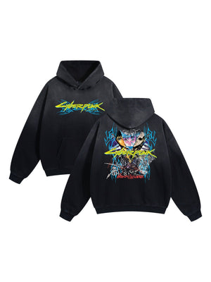 Figure Cyberpunk Printed Destroy Hoodies