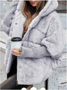 Loose-fitting Faux Fur Hoodie Quilting Knitted Cuff Cotton Jacket/down Jacket