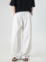 Imitation Cotton And Linen 3D Gathering Loose-fit Pants