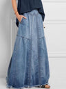 Denim Pocket Elastic High Waist Skirts