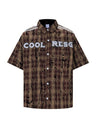 Splashed Ink Plaid Studs Letter Shirts
