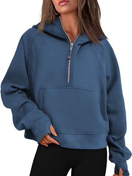 Liber Summer Women's Zipper Color matching Sweatshirts&Hoodies