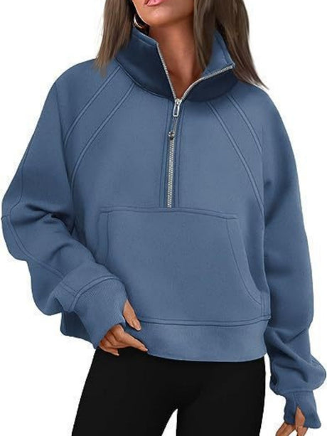 Liber Autumn Women's Pocket Solid Color Sweatshirts&Hoodies