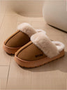 Solid Color Plush Thick-soled Slippers