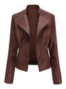 Short Slim Fit Thin Three-dimensional Decoration Leather Jacket
