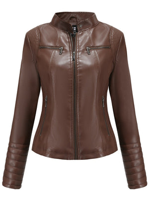 Street Cool Thin Three-dimensional Decoration Leather Jacket