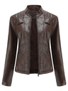 Three-dimensional Decoration Stand Collar Slim Fit Leather Jacket