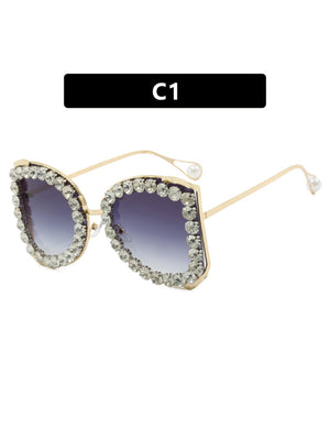 Rhinestone Full-rimmed Irregular Sunglasses
