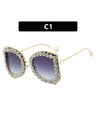 Rhinestone Full-rimmed Irregular Sunglasses