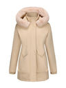With Fur Collar Hooded For Warmth Drawstring Pocket Down Jacket