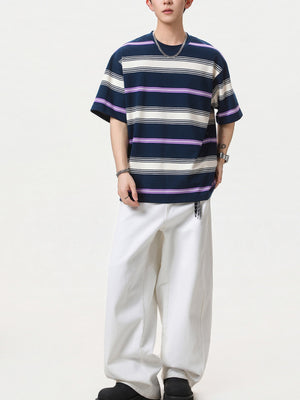 Color-blocked Stripes Loose-fit T-shirts