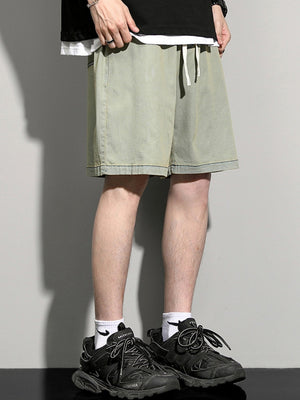 Loose-fit Straight-fit Five Points Denim Shorts