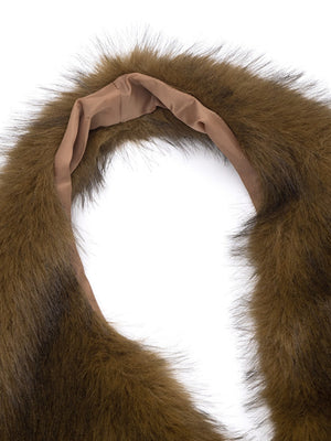 Furry Neckband V-neck Big Backless Sleeveless Rope Cropped Top Tank Tops&Camis