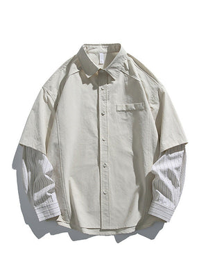 Stripes Cropped Layered-look Shirts