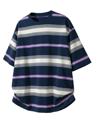 Color-blocked Stripes Loose-fit T-shirts