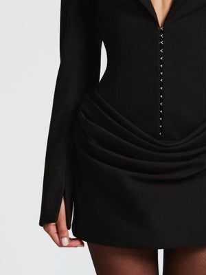 Lapel Waist-cinching Pleats Grace Suit Mini&Short Dresses