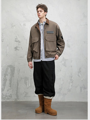 Leisure Multiple Pockets Wasteland Style Retro Lapel Work Jacket