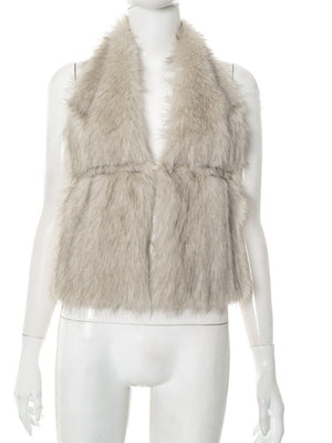 Furry Neckband V-neck Big Backless Sleeveless Rope Cropped Top Tank Tops&Camis