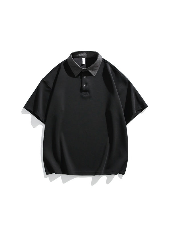 Notch-Collar Color-blocked Loose-fit POLO Shirt