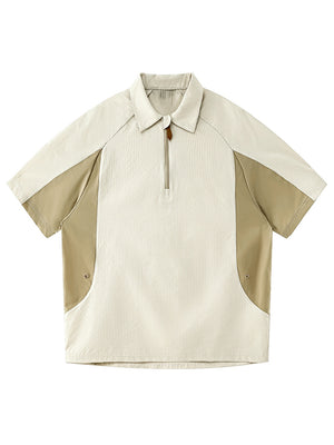 Color-blocked Leisure Breathable Loose-fit POLO Shirt