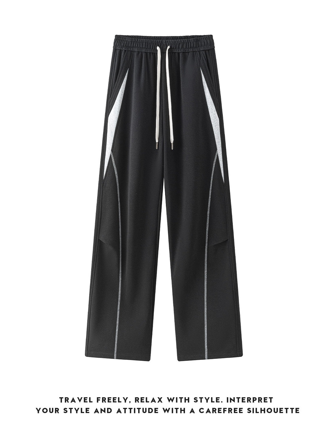 Color-blocked Geometry Scimitar Wide-leg Sweatpants