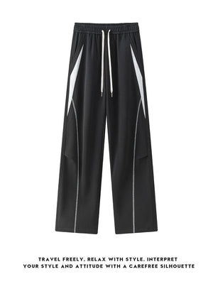 Color-blocked Geometry Scimitar Wide-leg Sweatpants