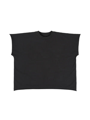 Boxy Boxy Rough Edge Solid Color T-shirt
