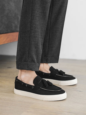 Color-blocked Tassel Slip-on Loafers