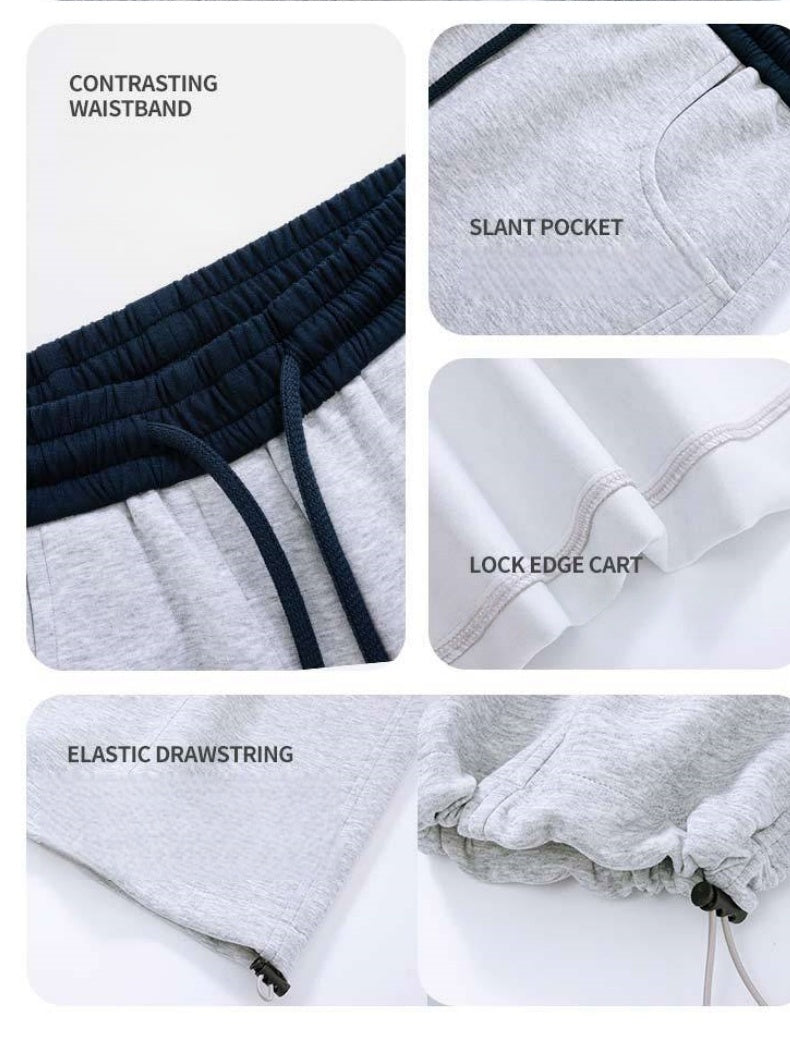 Patchwork Color-blocked Loose-fit Wide-leg Pants