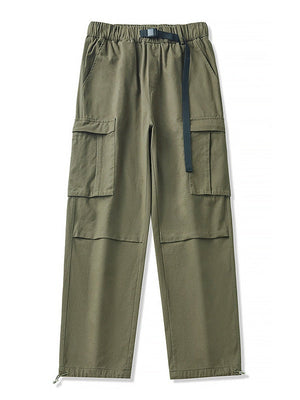 Washing Pleats Drawstring Two-way Loose Cargo Trousers