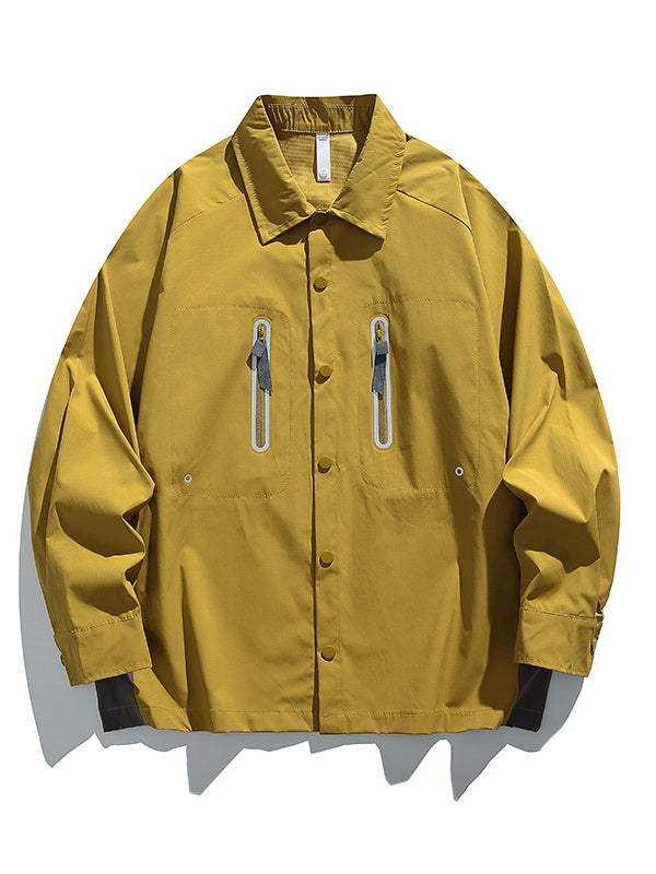 Outdoor Water-repellent Wear-resistant Sports Contrasting Colors Function Lapel Long-sleeved Shirt