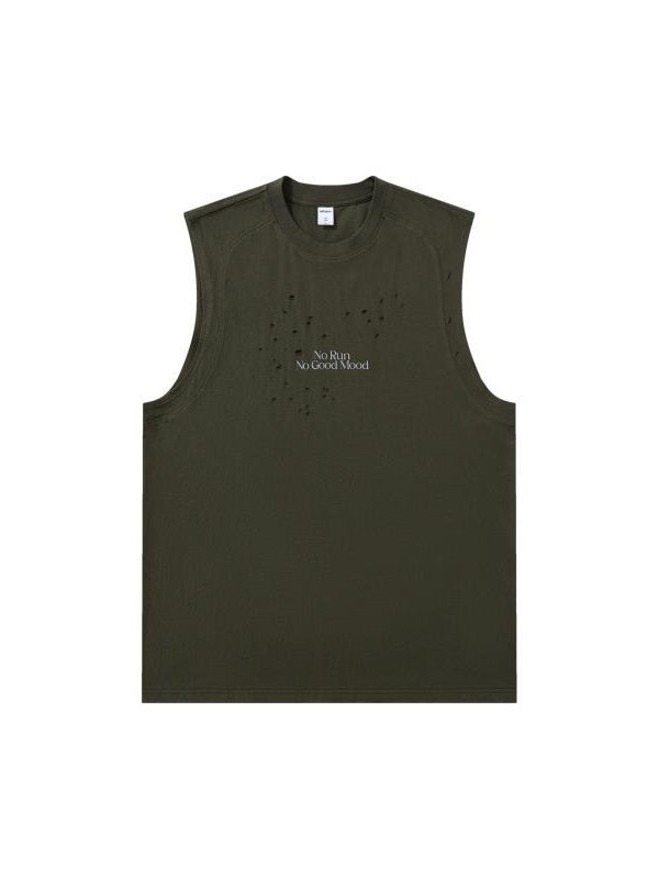 Hole Running Reflective Printed Tank Tops