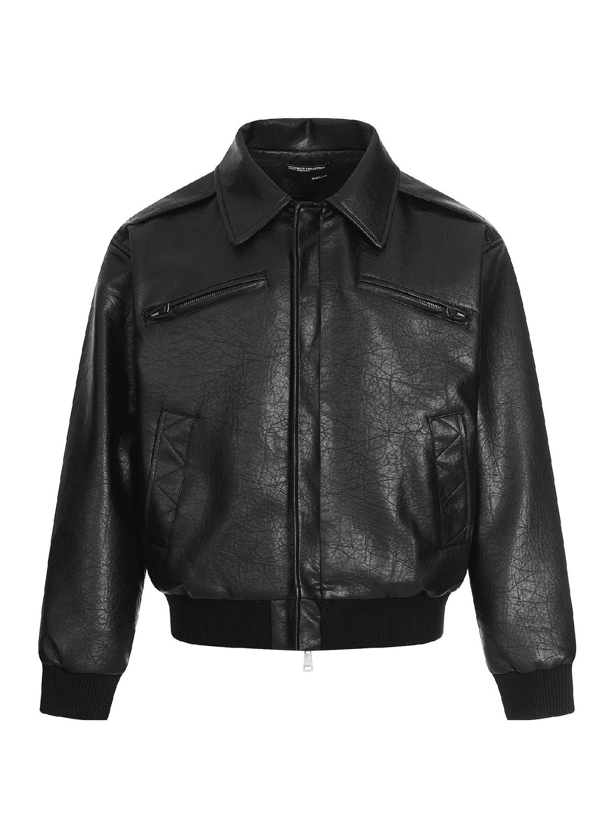 Retro Black PU Locomotive Short And Wide Boxy Jackets