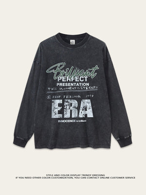 T-shirts amples à imprimé lettres délavé et vieilli