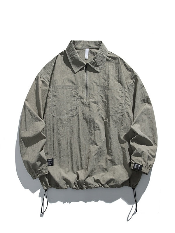 Outdoor Mountain Climbing Water Proof Loose Half Zipper POLO Shirt