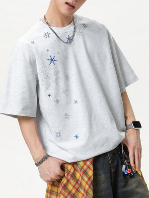Snowflake Printed Breathable Loose-fit T-shirts