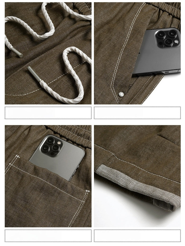 Retro Patchwork Color-blocked Tooling Five Points Shorts
