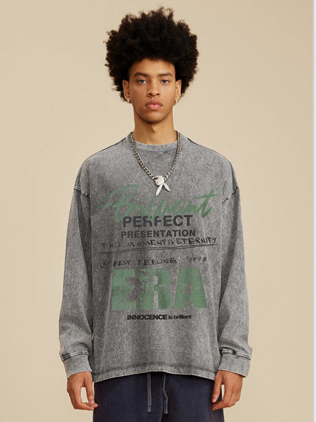 Distressed Water Wash Letter Print Loose T-shirts