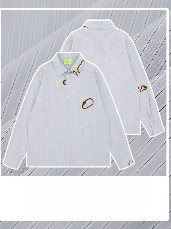 Liber Summer Men's Pocket decoration Stripes Shirts