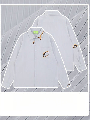 Liber Summer Men's Pocket decoration Stripes Shirts