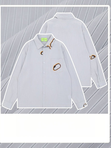 Liber Summer Men's Pocket decoration Stripes Shirts