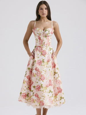 Floral Print Sundress With Tie Bow