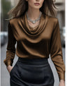 Solid Color, Simple, Long-sleeved Collar Blouse&Shirts