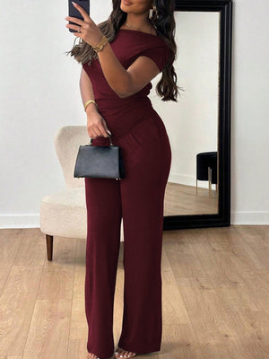 Off-shoulder Short-sleeved Trousers Two-piece Set
