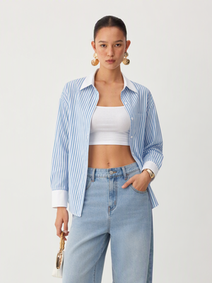 Striped Patchwork Cardigan Top Blouse&Shirts