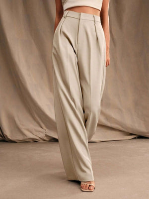 Slimming And Casual Drape Loose High Waist Straight Wide Leg Pants
