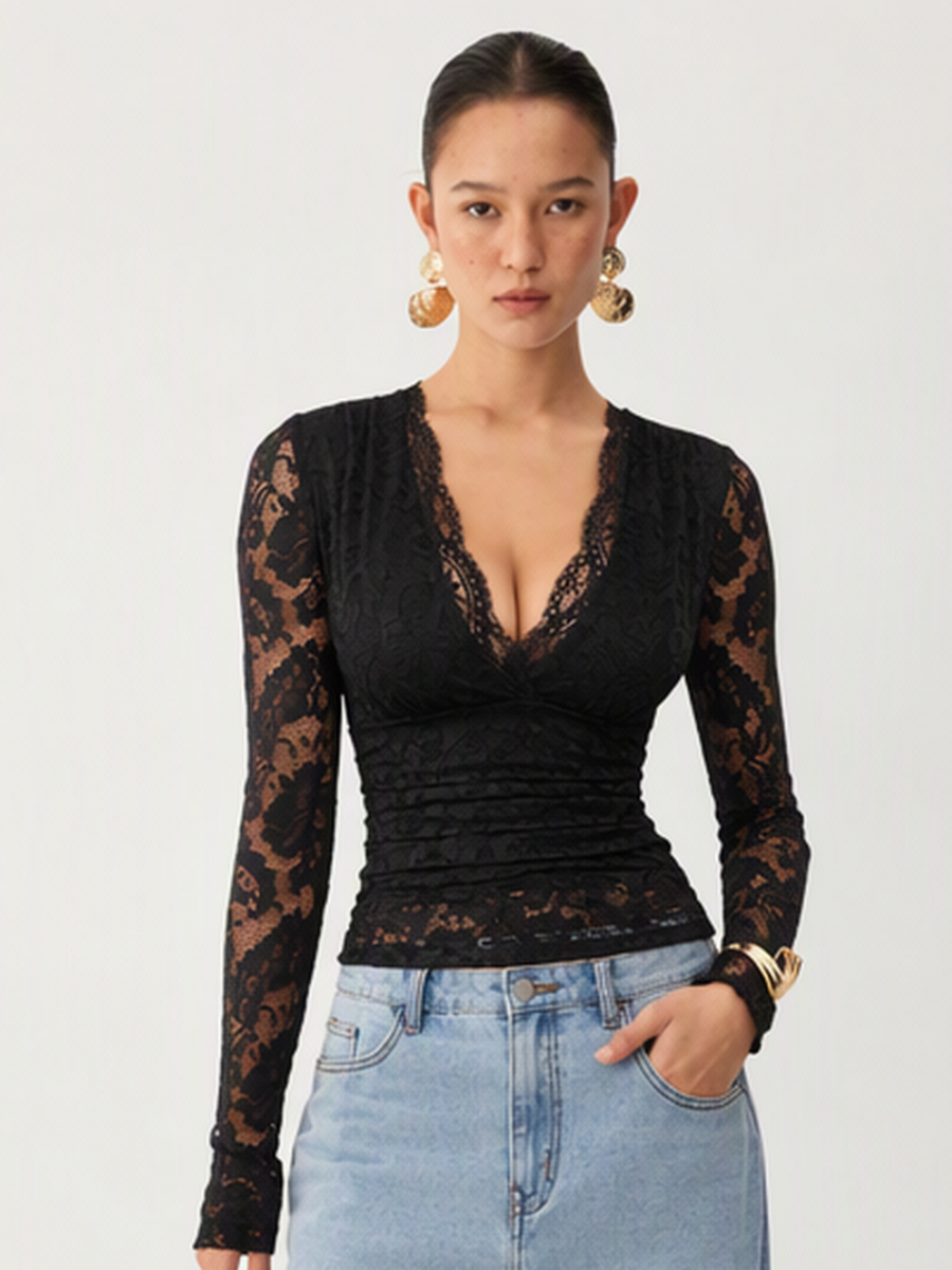 Sexy And Elegant Lace Waist-cinching V-neck Jumpsuits&Bodysuits