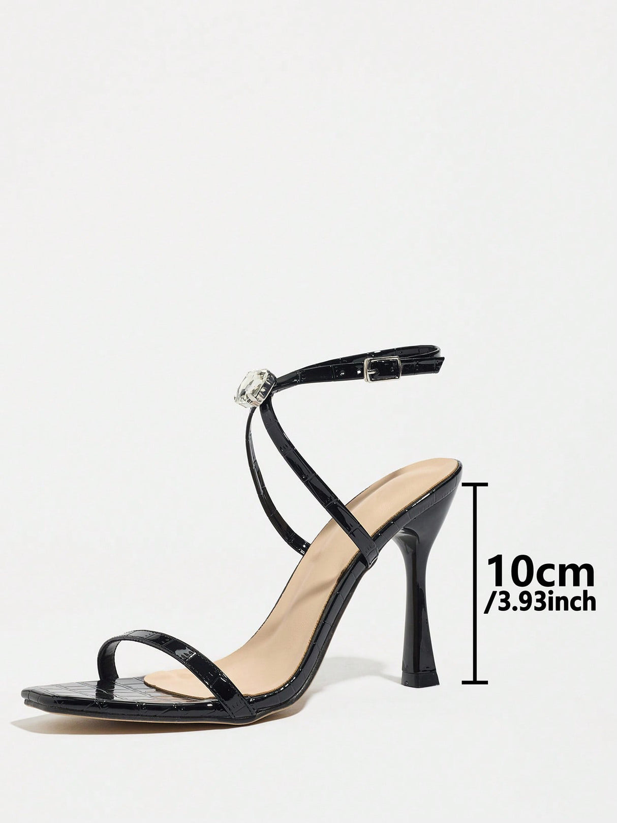Thin-strapped Rhinestone Buckle Single-strap Stiletto Sandals